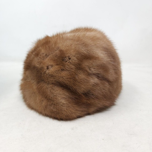 Mr D Womens Hat Vtg 1960s Light Brown Mink Fur Pillbox Mid Century Modern Luxury - Picture 8 of 9